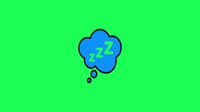 Cartoon sleep bubble with zzz letters on a vibrant green background