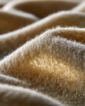 Soft cashmere wool fabric beige close up fuzzy texture