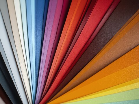 Rainbow color samples paint swatches fan close up palette
