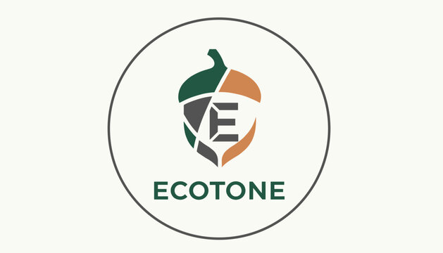 Corporate circular logo for Ecotone featuring an abstract green and orange acorn icon with the letter E inside.
