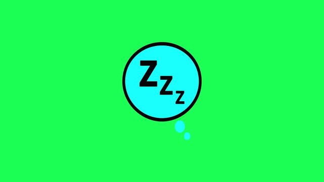 Cartoon sleep bubble with zzz letters on bright green background