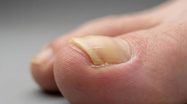Close up of a bent human fingernail
