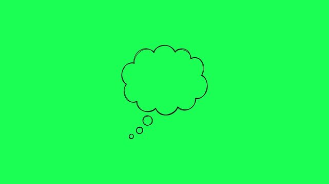 Simple hand drawn thought bubble on a vibrant green background