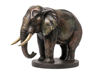 Fototapeta premium Bronze elephant statue isolated on white background for home decor and interior design