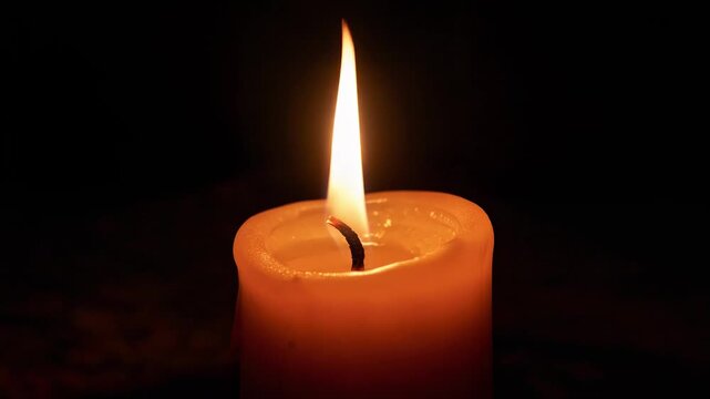 Candle Wick Close Up with Bending Flame Loop 4K