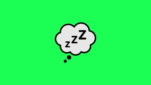 Sleeping thought bubble cartoon illustration on a vibrant green background