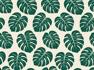 Seamless tropical monstera leaf pattern with exotic botanical design creating a vibrant summer background image © puja
