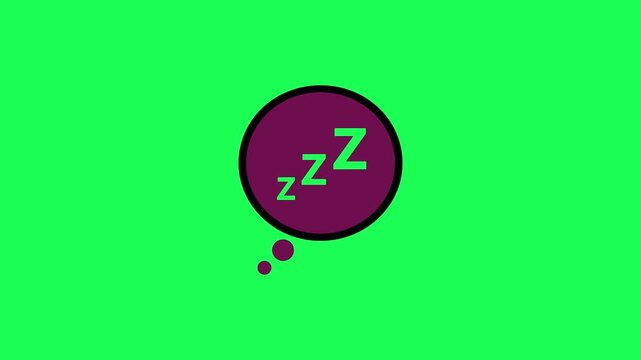 Sleeping icon illustration with zzz letters on bright green background