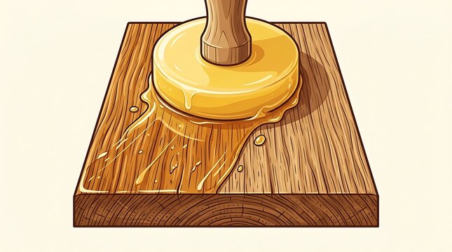 Wooden tool applying wax polish to a timber surface