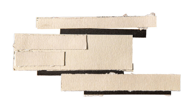 Handmade Abstract Rectangular Textbox Craft Made from Torn Black and Beige Paper Texture for Graphic Design Frame