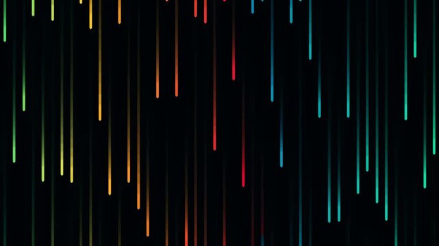 Abstract Digital Rain Neon Light Streaks Motion Background.