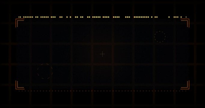 Abstract Digital Interface HUD Grid Frames with Glowing Tech Elements on Dark Background