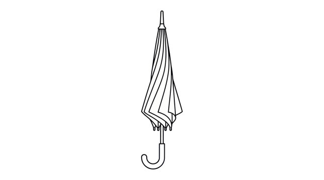Folded umbrella outline icon on white background.