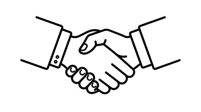 Formal business handshake with shirt cuffs icon