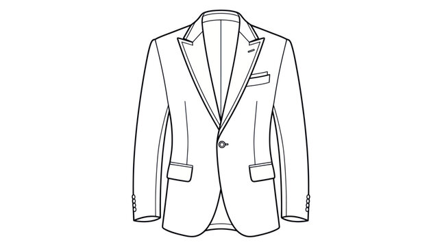 Formal men's suit jacket blazer line art icon.