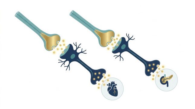 Illustration shows components of peripheral nerve anatomy, including nerve plexus and spinal nerves. It depicts their functions in the nervous system.