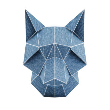 Geometric origami fox head illustration