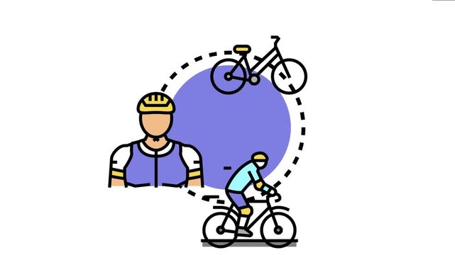 Digital drawing cyclists using a designated crossing area, emphasizing safety measures for bicycle riders and their interaction with pedestrian zones in urban infrastructure
