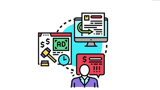Bid request concept outlining the online process of individuals submitting proposals, evaluating offers, and securing tenders for commercial projects and digital advertising campaigns