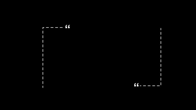 minimalist quote box animation with moving dots border and bouncing quotation marks 4k video with alpha channel.