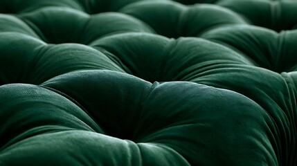 Naklejka premium Luxurious Dark Green Velvet Upholstery Fabric with Tufted Texture.