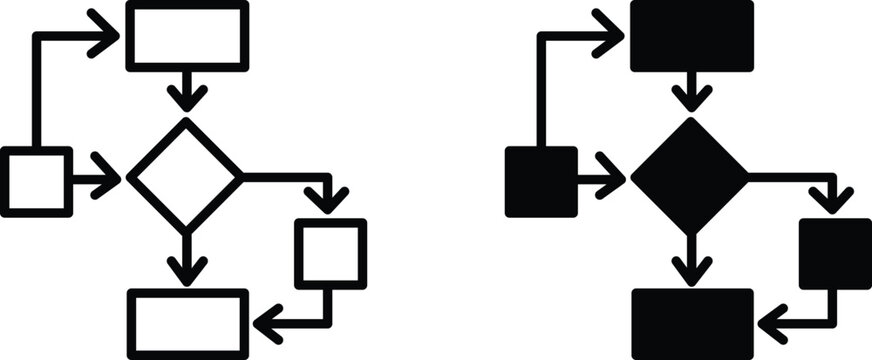 Flowchart diagram icons set