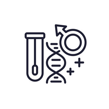 DNA paternity test line icon on white