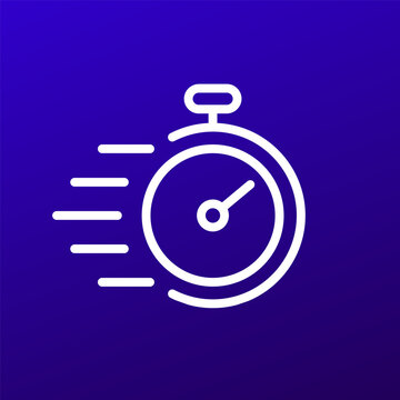 fast response icon with stopwatch, line design