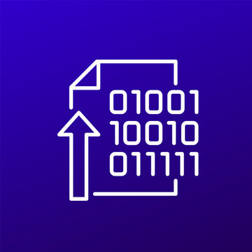 export data icon with digital document, line design