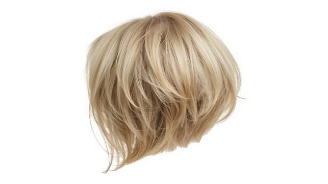 Hairstyle featuring a modern blonde short bob cut displayed from the back against a white background.