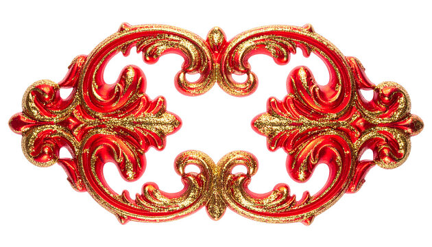 red and golden festive decoration design, isolated on transparent background