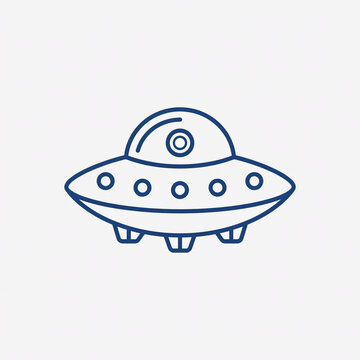 Blue UFO spaceship line art icon vector illustration
