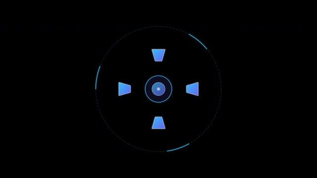 Futuristic HUD Target Scope Sci-Fi Interface Element glowing blue neon crosshair reticle vector for gaming UI tech display