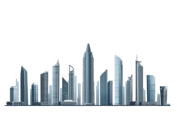 Naklejka premium Modern city skyline with skyscrapers on transparent background