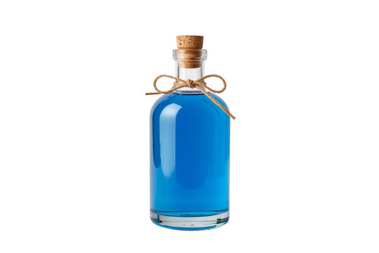 Blue magic potion bottle with cork and twine