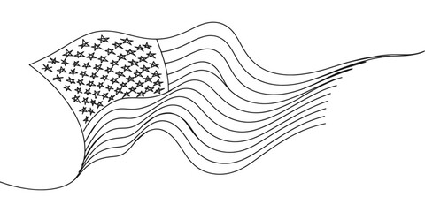 Fototapeta premium Minimalist flowing American flag illustration, patriotic United States symbol and national identity