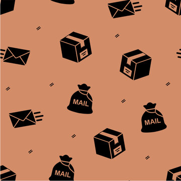 mail delivery seamless pattern with parcels and mail bags