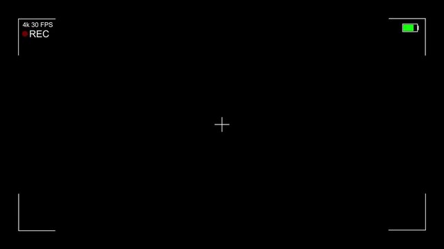 Digital camera viewfinder overlay with recording indicator and battery status 4 k