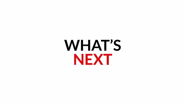 What's Next Text Animation with Question Mark, Suitable for Teasers, Cliffhangers, Game Level Transitions with alpha channel.