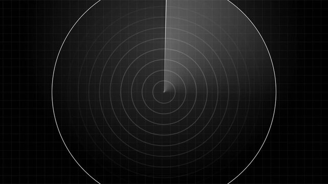 Digital radar screen scanning animation, futuristic sonar interface hud