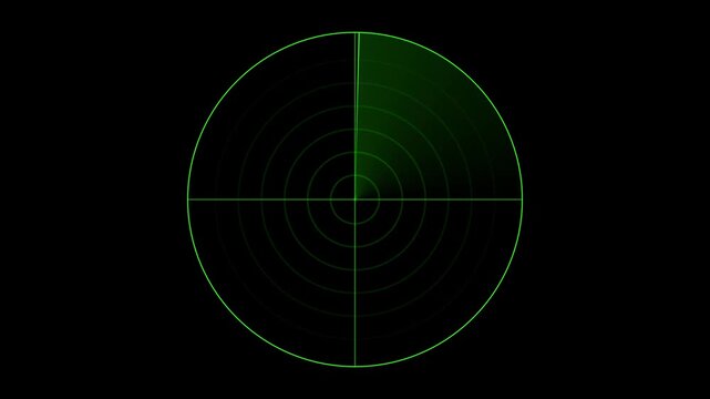 Green digital radar screen scanning motion background, futuristic sonar interface loop