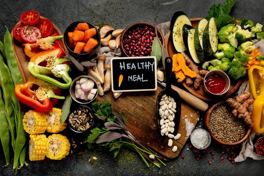 Assortment of colorful fresh vegetables for cooking.
