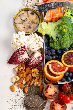 Healthy balanced dieting concept. Selection of rich antioxidant food.