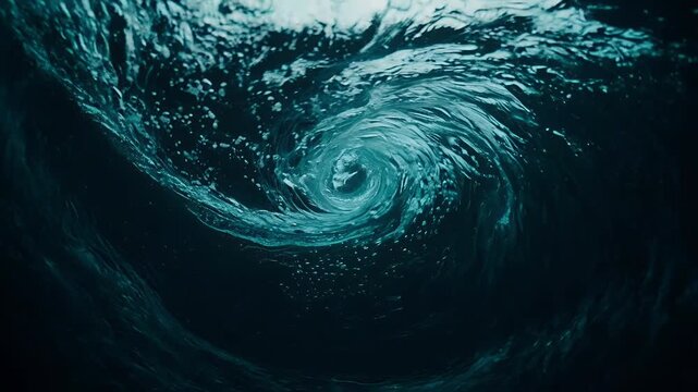 Dark Blue Ocean Whirlpool Underwater Swirl Footage