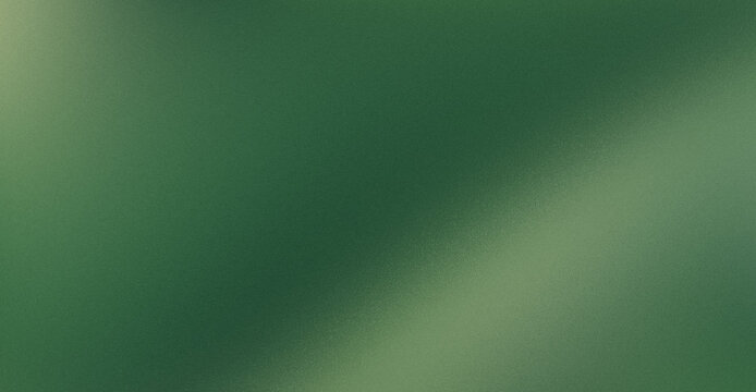 Deep Forest Green, Emerald, Sage, and Muted Olive Abstract Gradient Background Featuring Heavy Grainy Noise Texture with Diagonal Soft Blurs