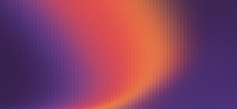 Deep Indigo Purple, Sunset Orange, and Warm Crimson Abstract Gradient Background Featuring Vertical Ribbed Lines with Heavy Grainy Noise Texture