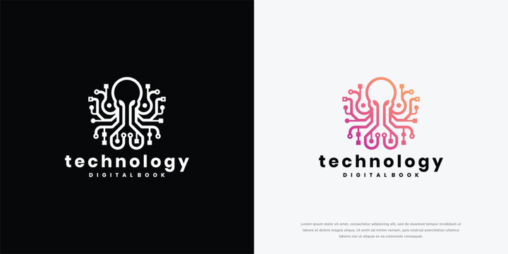 Octopus Technology Logo With Circuit Design