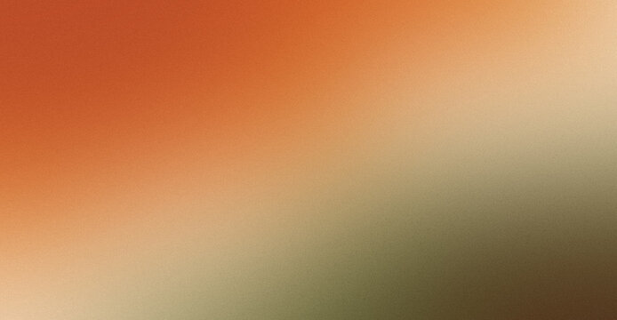 Warm Terracotta Orange, Burnt Sienna, Muted Beige, and Moss Green Abstract Gradient Background Featuring Heavy Grainy Noise Texture with Diagonal Soft Blurs