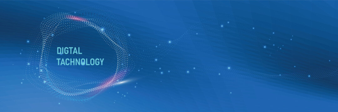 Futuristic digital technology background with glowing particle waves, network connections, and abstract data flow. , cloud computing, cybersecurity, global connectivity, and business technology.