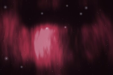 Abstract Red Aurora Borealis in Dark Sky © ninapitersi